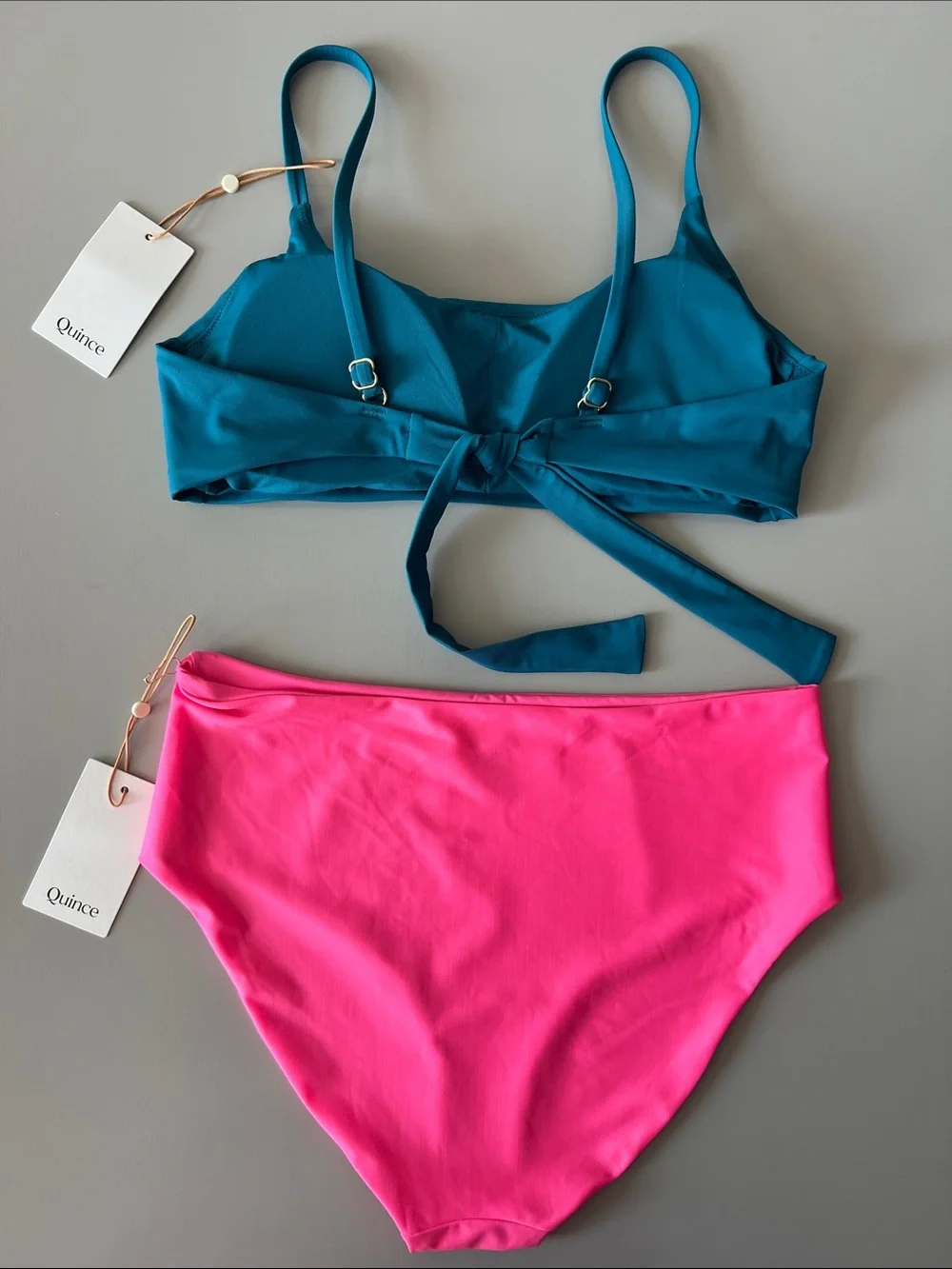 New Quince Italian Bikini Set Scoop Neck Top  & High Rise Bottom